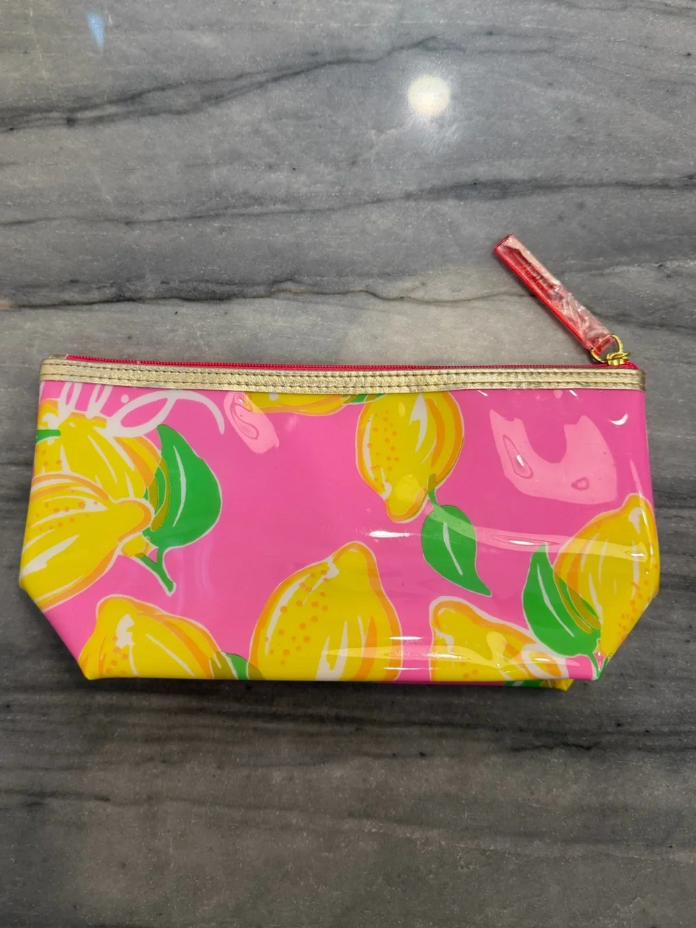 Lilly Pulitzer Estée Lauder Pink & Yellow Lemon Cosmetic Pouch